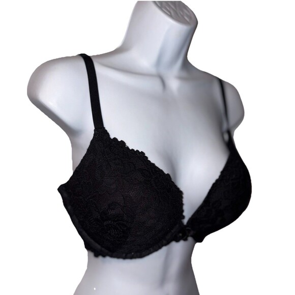 Frederick's Of Hollywood Black Lace Push Up Bra Size 38D Convertible - Picture 1 of 15